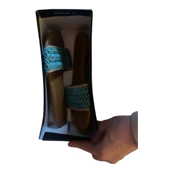 NINE WEST Blue Beehiv Slide Sandal  9 NWT - Picture 9 of 14